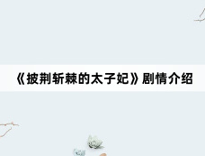 《披荆斩棘的太子妃》剧情介绍