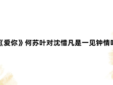 《爱你》何苏叶对沈惜凡是一见钟情吗