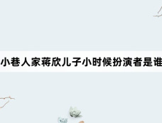 小巷人家蒋欣儿子小时候扮演者是谁