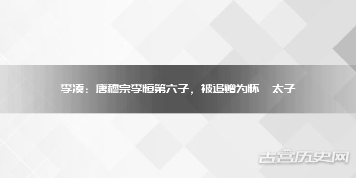 李凑：唐穆宗李恒第六子，被追赠为怀懿太子
