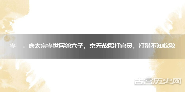 李愔：唐太宗李世民第六子，常无故殴打官员，打猎不知收敛