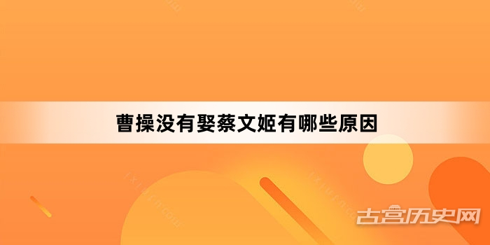 曹操没有娶蔡文姬有哪些原因