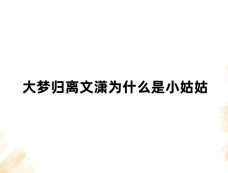 大梦归离文潇为什么是小姑姑