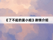 《了不起的夏小姐》剧情介绍