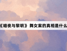 《暗夜与黎明》 舞女案的真相是什么