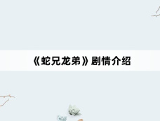 《蛇兄龙弟》剧情介绍