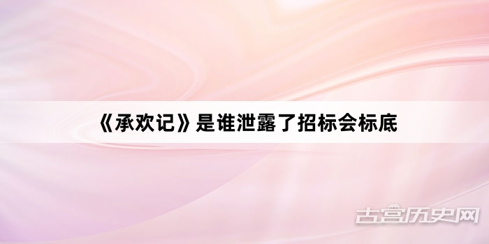 《承欢记》是谁泄露了招标会标底