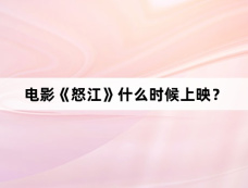 电影《怒江》什么时候上映？