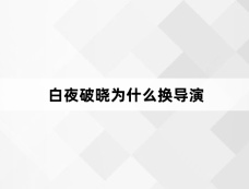 白夜破晓为什么换导演