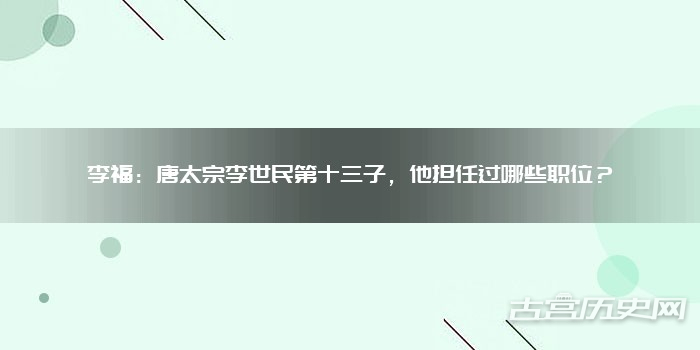 李福：唐太宗李世民第十三子，他担任过哪些职位？