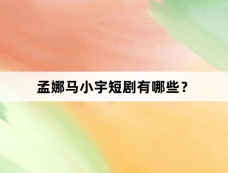 孟娜马小宇短剧有哪些？