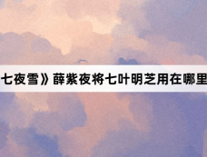 《七夜雪》薛紫夜将七叶明芝用在哪里了