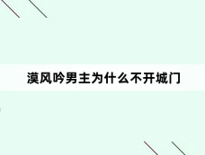 漠风吟男主为什么不开城门