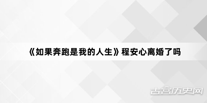 《如果奔跑是我的人生》程安心离婚了吗