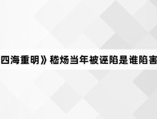 《四海重明》嵇炀当年被诬陷是谁陷害的
