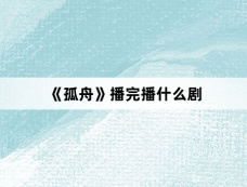 《孤舟》播完播什么剧