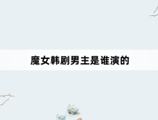 魔女韩剧男主是谁演的