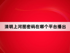 清明上河图密码在哪个平台播出