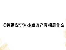 《锦绣安宁》小娘流产真相是什么