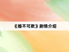 《婚不可欺》剧情介绍