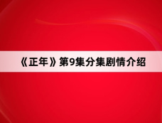 《正年》第9集分集剧情介绍