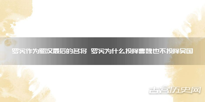 罗宪作为蜀汉最后的名将 罗宪为什么投降曹魏也不投降吴国