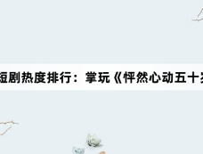 12月5日短剧热度排行:掌玩《怦然心动五十岁》登顶第一