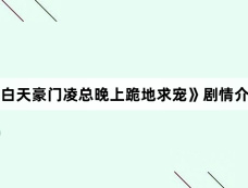 《白天豪门凌总晚上跪地求宠》剧情介绍