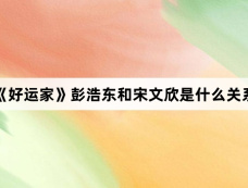 《好运家》彭浩东和宋文欣是什么关系