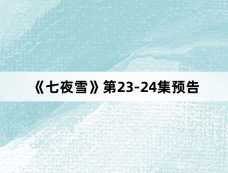 《七夜雪》第23-24集预告