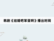 韩剧《结婚吧笨蛋啊》播出时间