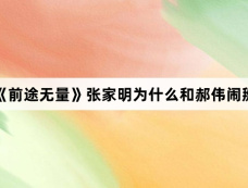 《前途无量》张家明为什么和郝伟闹掰