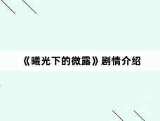 《曦光下的微露》剧情介绍