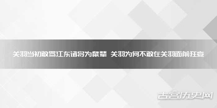关羽当初敢骂江东诸将为鼠辈 关羽为何不敢在关羽面前狂妄