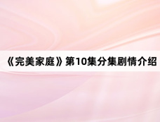 《完美家庭》第10集分集剧情介绍