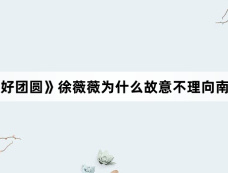 《好团圆》徐薇薇为什么故意不理向南?