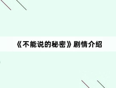 《不能说的秘密》剧情介绍