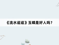 《流水迢迢》玉蝶是好人吗？