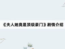 《夫人她竟是顶级豪门》剧情介绍