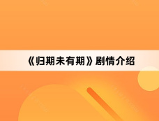 《归期未有期》剧情介绍