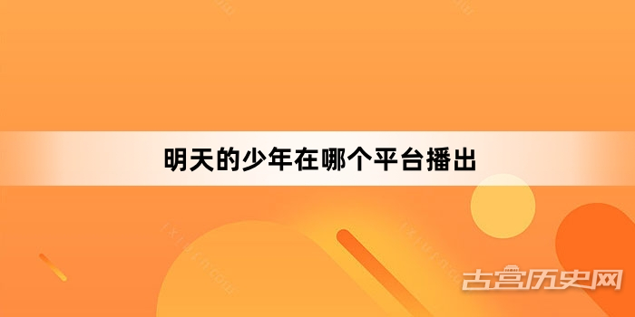 明天的少年在哪个平台播出