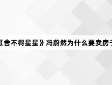 《舍不得星星》冯蔚然为什么要卖房子