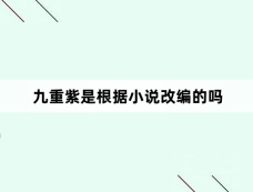 九重紫是根据小说改编的吗