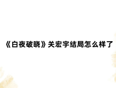 《白夜破晓》关宏宇结局怎么样了