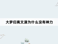 大梦归离文潇为什么没有神力