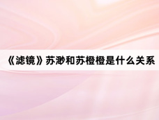 《滤镜》苏渺和苏橙橙是什么关系
