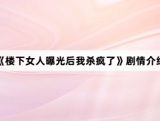 《楼下女人曝光后我杀疯了》剧情介绍