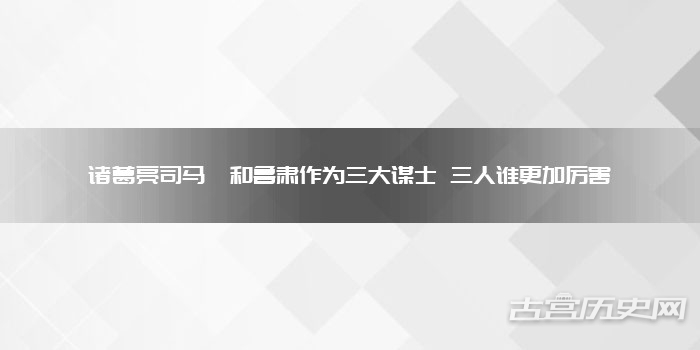 诸葛亮司马懿和鲁肃作为三大谋士 三人谁更加厉害