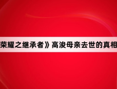 《家族荣耀之继承者》高浚母亲去世的真相是什么