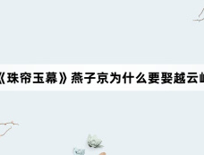 《珠帘玉幕》燕子京为什么要娶越云岫